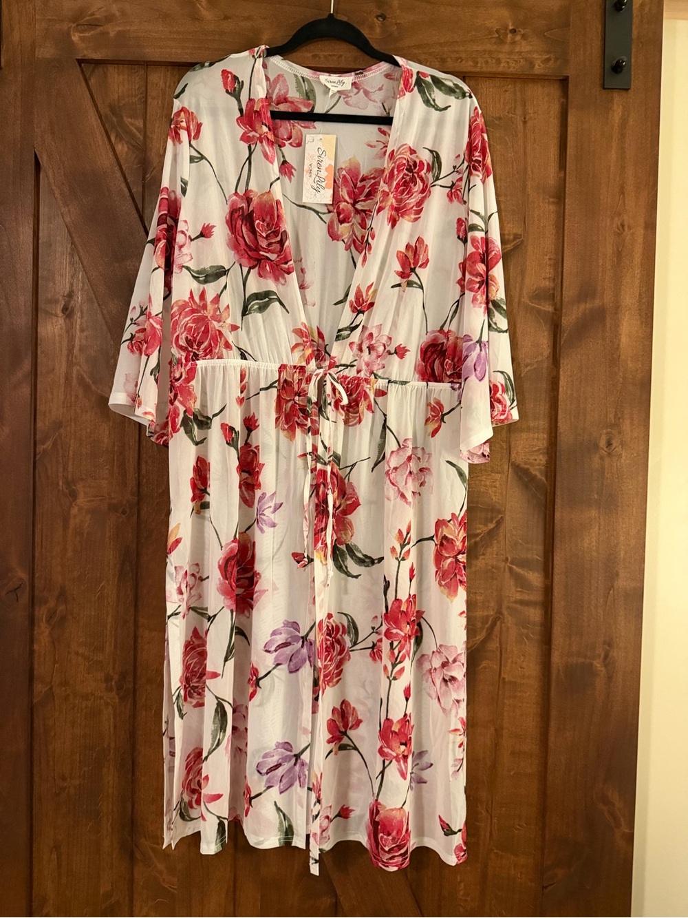 NWT Siren Lily floral sheer duster kimono, lightweight robe or swimsuit cover-up